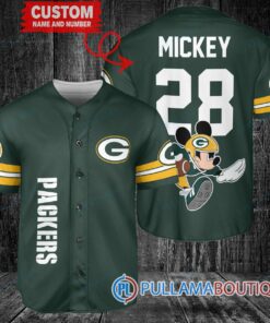 Mickey x Green Bay Packers Custom Baseball Jersey Green