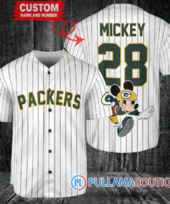 Mickey x Green Bay Packers Custom Baseball Jersey White