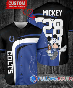 Mickey x Indianapolis Colts Custom Baseball Jersey Royal-Black