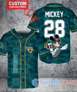 Mickey x Jacksonville Jaguars Custom Baseball Jersey Teal Military