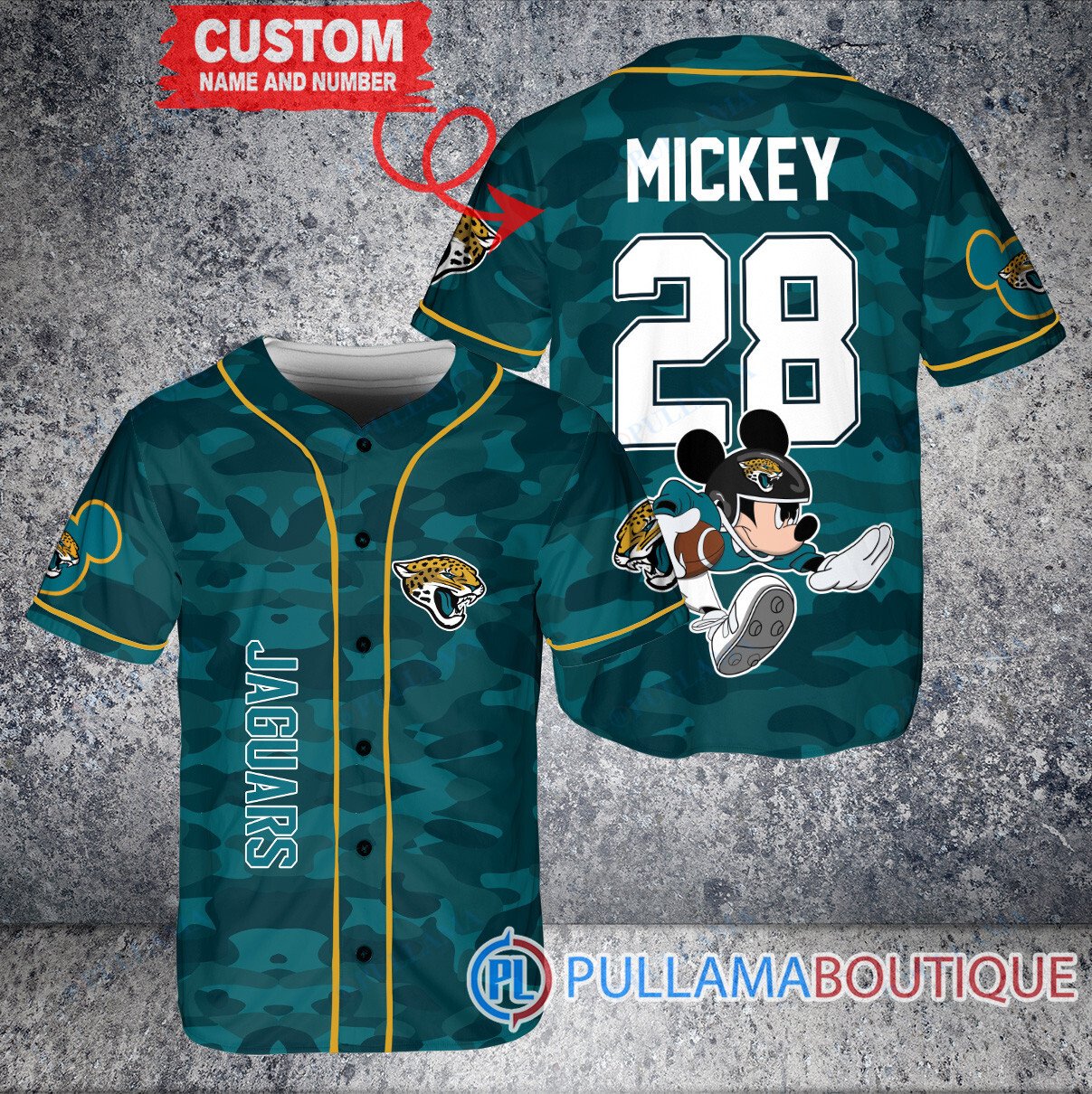 Mickey x Buffalo Bills Custom Baseball Jersey Royal