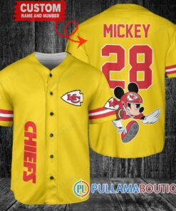 Mickey x Kansas City Chiefs Custom Baseball Jersey Gold