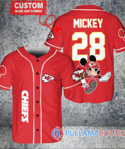 Mickey x Kansas City Chiefs Custom Baseball Jersey Red