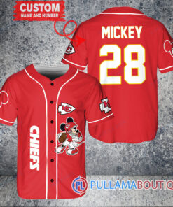 Mickey x Kansas City Chiefs Custom Baseball Jersey Red V2