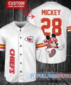 Mickey x Kansas City Chiefs Custom Baseball Jersey White