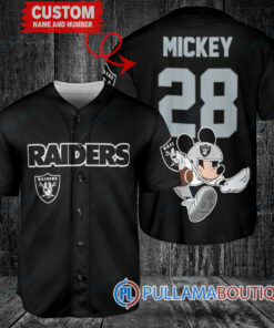 Mickey x Las Vegas Raiders Custom Baseball Jersey Black