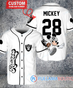 Mickey x Las Vegas Raiders Custom Baseball Jersey White