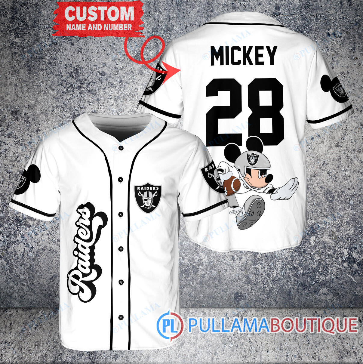 Mickey x Buffalo Bills Custom Baseball Jersey White