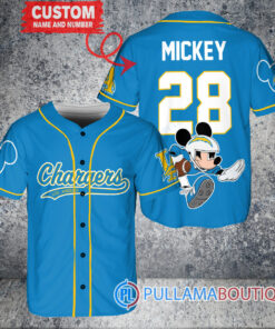 Mickey x Los Angeles Chargers Custom Baseball Jersey Blue