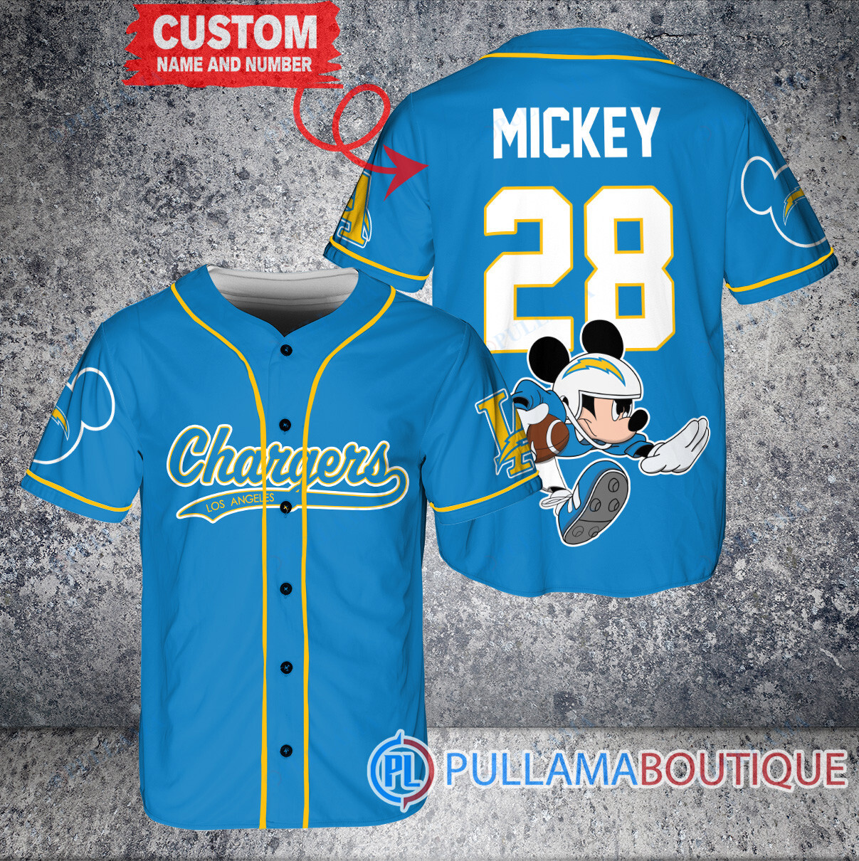 Mickey x Buffalo Bills Custom Baseball Jersey Red