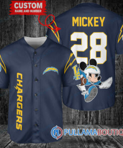 Mickey x Los Angeles Chargers Custom Baseball Jersey Navy