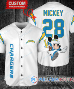 Mickey x Los Angeles Chargers Custom Baseball Jersey White