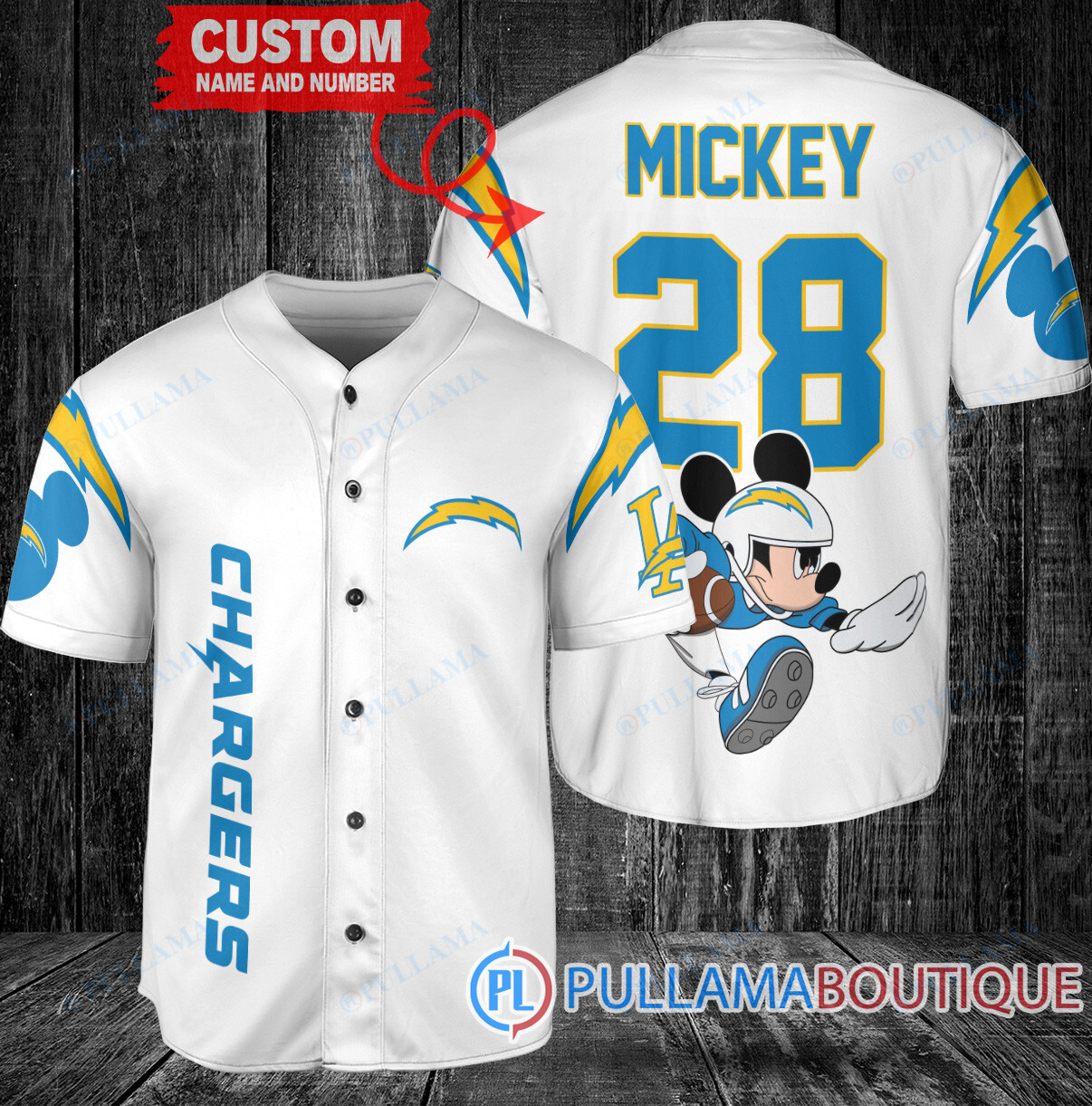 Mickey x Green Bay Packers Custom Baseball Jersey White