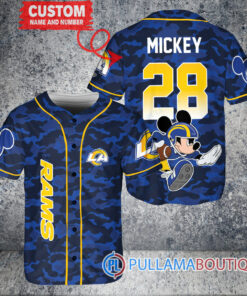 Mickey x Los Angeles Rams Custom Baseball Jersey Royal Military