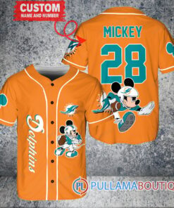 Mickey x Miami Dolphins Custom Baseball Jersey Orange