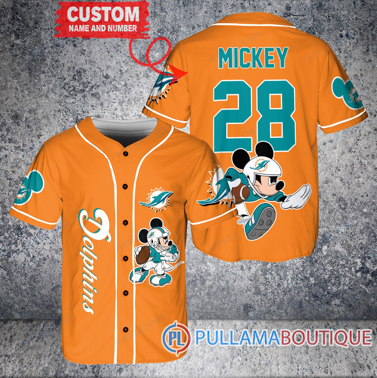 Mickey x Jacksonville Jaguars Custom Baseball Jersey Teal