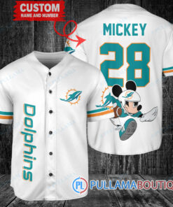 Mickey x Miami Dolphins Custom Baseball Jersey White