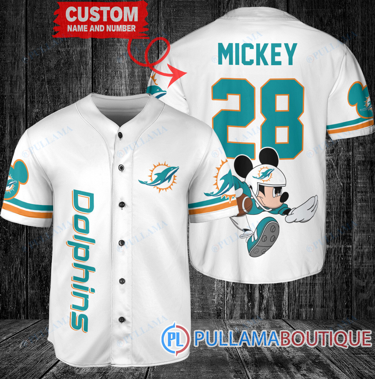 Mickey x Jacksonville Jaguars Custom Baseball Jersey Teal