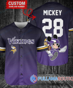 Mickey x Minnesota Vikings Custom Baseball Jersey Purple Black