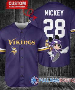 Mickey x Minnesota Vikings Custom Baseball Jersey Purple