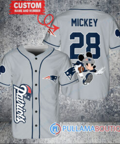 Mickey x New England Patriots Custom Baseball Jersey Gray