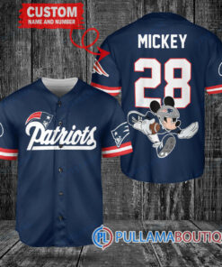 Mickey x New England Patriots Custom Baseball Jersey Navy