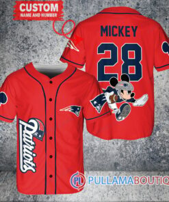 Mickey x New England Patriots Custom Baseball Jersey Red