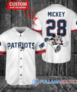 Mickey x New England Patriots Custom Baseball Jersey White