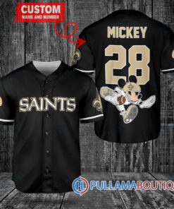 Mickey x New Orleans Saints Custom Baseball Jersey Black