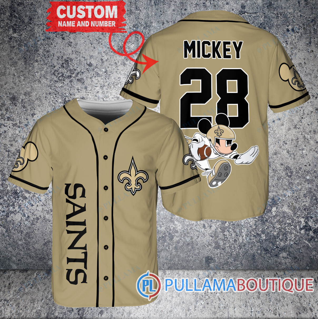 Mickey x Pittsburgh Steelers Custom Baseball Jersey Black Without Piping