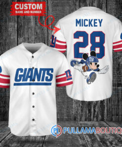 Mickey x New York Giants Custom Baseball Jersey White Without Piping