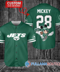 Mickey x New York Jets Custom Baseball Jersey Green