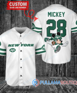 Mickey x New York Jets Custom Baseball Jersey White