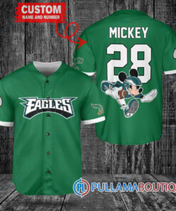 Mickey x Philadelphia Eagles Custom Baseball Jersey Kelly Green