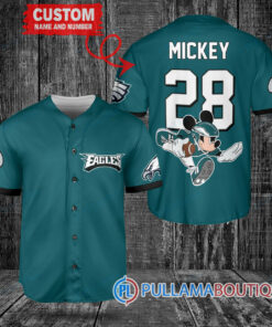 Mickey x Philadelphia Eagles Custom Baseball Jersey Midnight Green