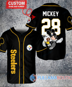 Mickey x Pittsburgh Steelers Custom Baseball Jersey Black