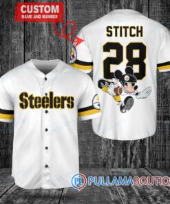 Mickey x Pittsburgh Steelers Custom Baseball Jersey White