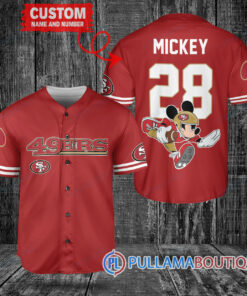 Mickey x San Francisco 49ers Custom Baseball Jersey Red