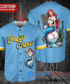 Milwaukee Brewers Ariel Mermaid Trophy Baseball Jersey Blue City Connect