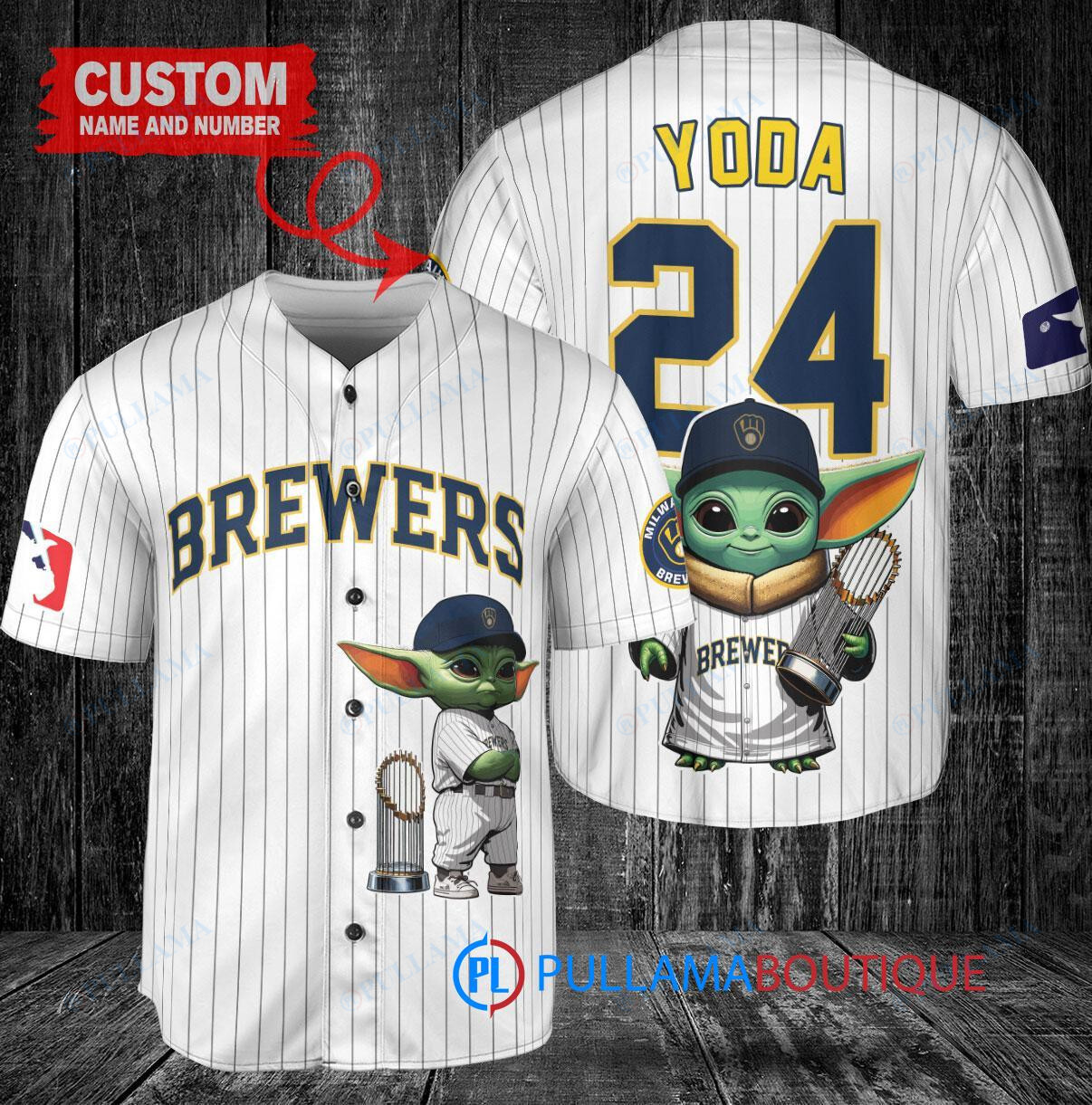 San Francisco Giants x Baby Yoda Star Wars The Mandalorian with Trophy Custom Baseball Jersey Cream