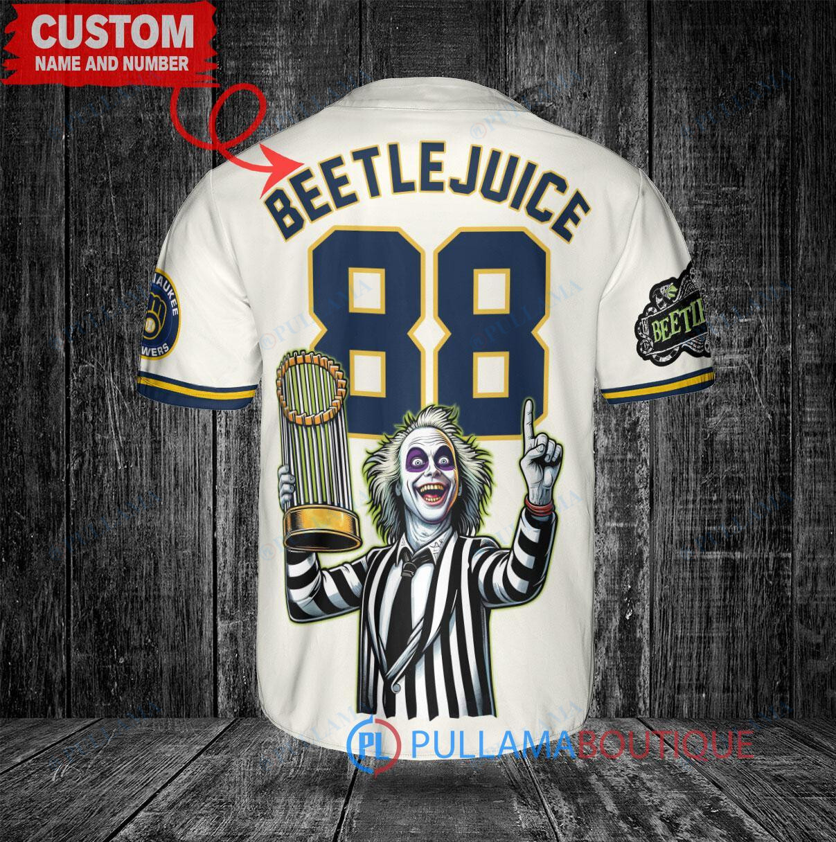 Arizona Diamondbacks Beetlejuice Halloween World Series Trophy Baseball Jersey V2