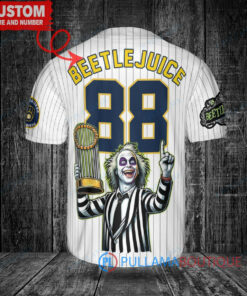 Milwaukee Brewers Beetlejuice Halloween World Series Trophy Baseball Jersey White