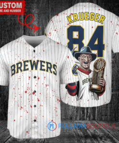 Milwaukee Brewers Freddy Krueger Halloween World Series Trophy Baseball Jersey White