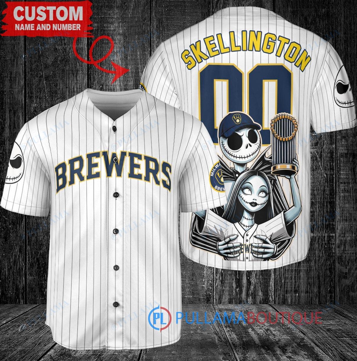 St. Louis Cardinals x Jack Skellington and Sally The Nightmare Before Christmas with World Series Trophy Custom Baseball Jersey Red City Connect