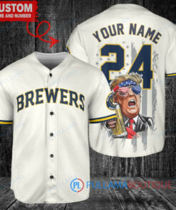 Milwaukee Brewers Limited Edition World Series Trophy Baseball Jersey Cream