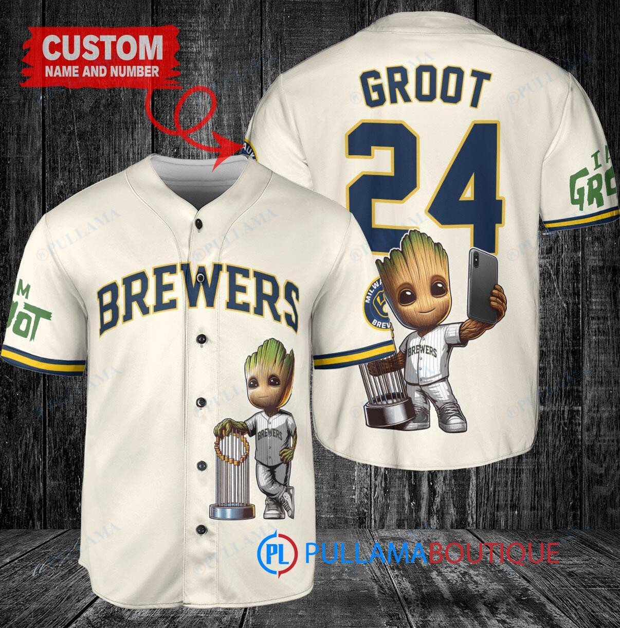 Philadelphia Phillies x Baby Groot Marvel Guardians Of The Galaxy with Trophy Custom Baseball Jersey White