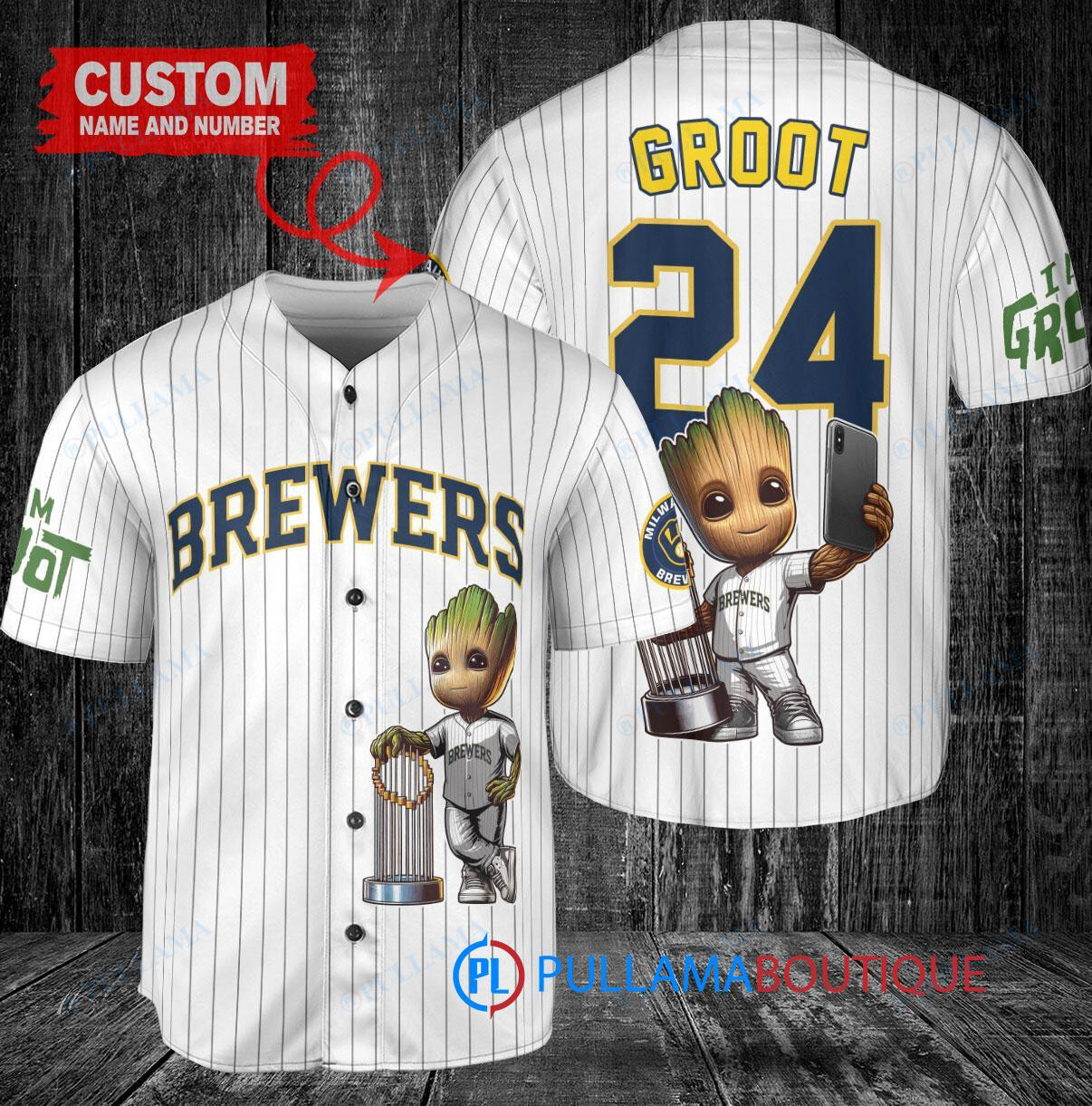 St. Louis Cardinals x Baby Groot Marvel Guardians Of The Galaxy with Trophy Custom Baseball Jersey Cream