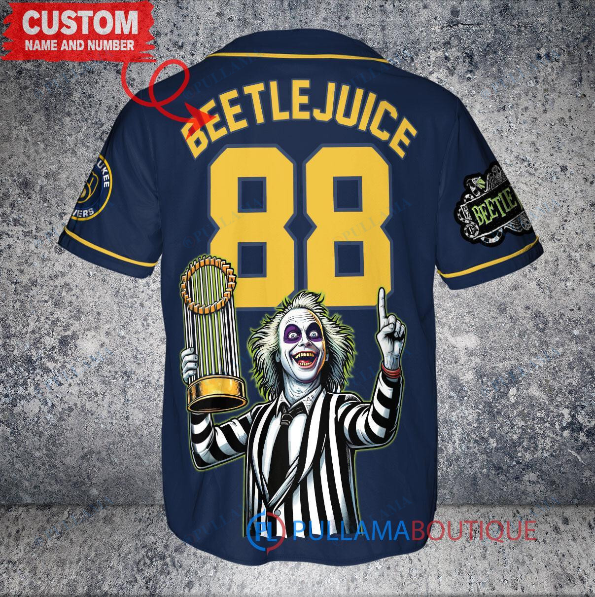 Cleveland Guardians x Beetlejuice Halloween with World Series Trophy Custom Baseball Jersey White