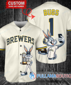 Milwaukee Brewers x Bugs Bunny with Trophy Baseball Jersey Cream