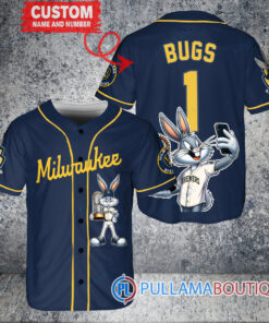 Milwaukee Brewers x Bugs Bunny with Trophy Baseball Jersey Navy